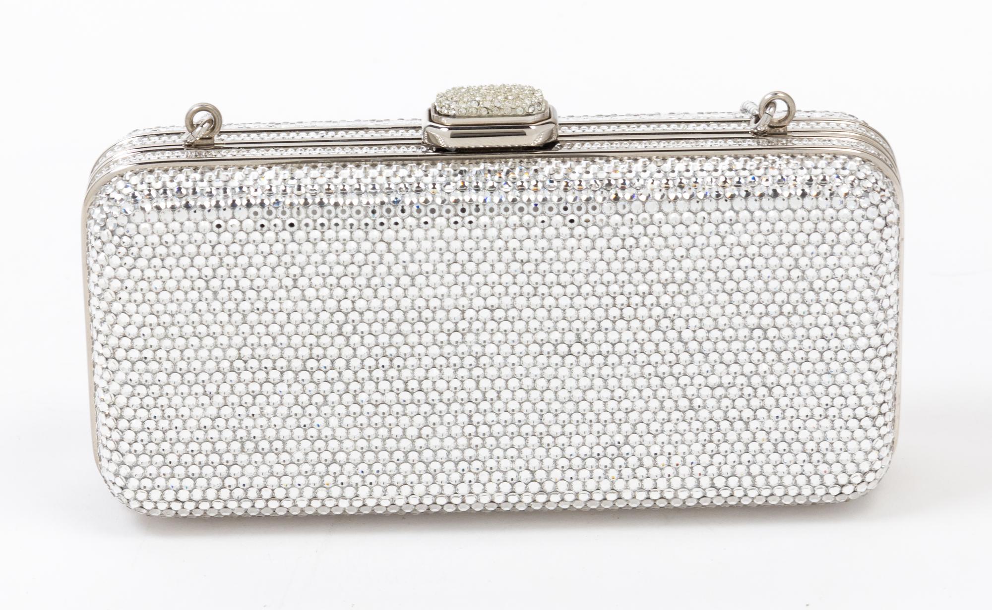 A Judith Leiber Crystal Rectangular Minaudiere, 6" x 2.5" x 1.5".