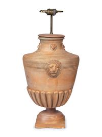 A Terra Cotta Baluster-Form Urn Mounted as a Lamp