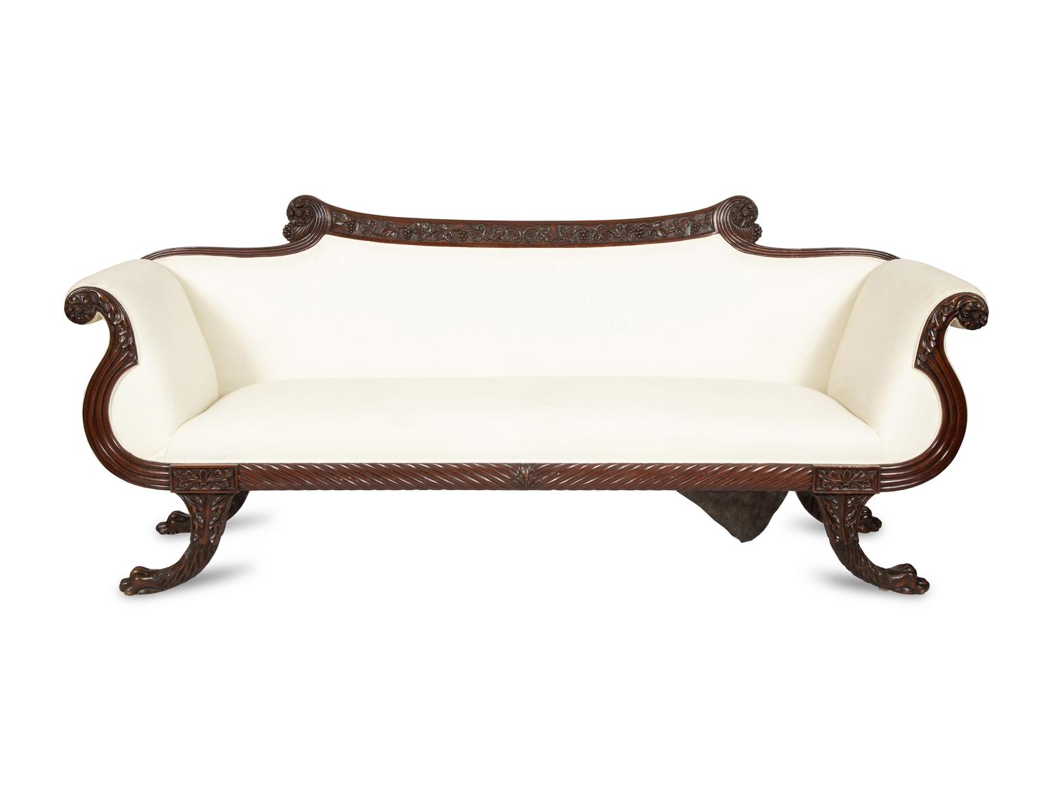 A Classical Style Carved Mahogany Sofa