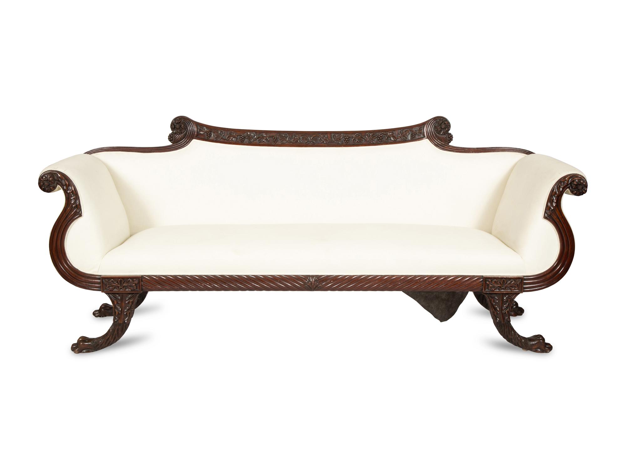 A Classical Style Carved Mahogany Sofa