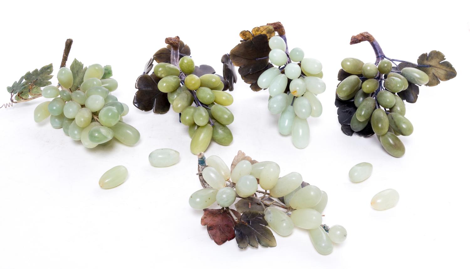 A Group of Five Hardstone Grape Clusters. Length of longest 8 3/4 inches.
