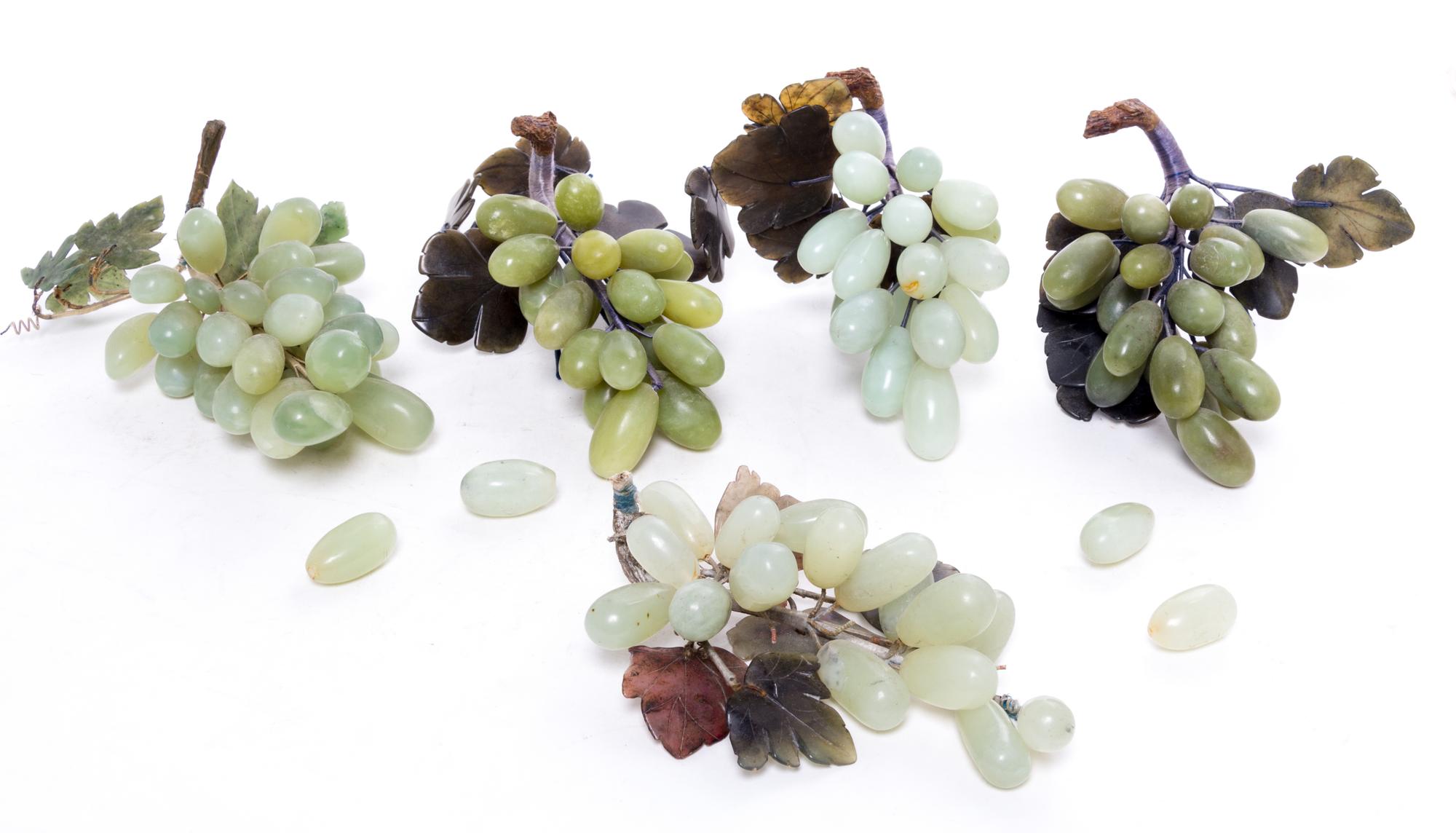 A Group of Five Hardstone Grape Clusters. Length of longest 8 3/4 inches.