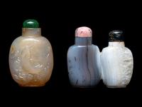 Two Chinese Carved Agate Snuff Bottles