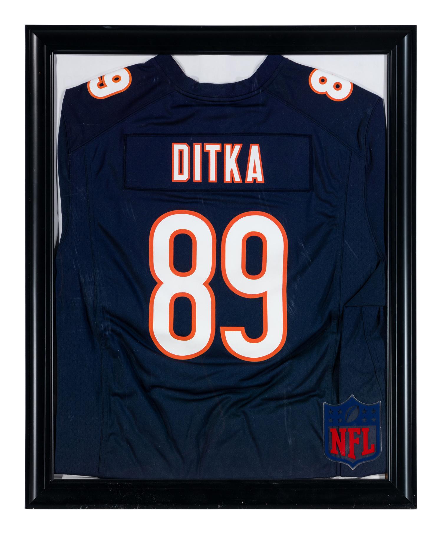 An Large Group of Mike Ditka Signed Autograph Items Featuring a Full Size Helmet, Framed Jersey and HOF Pennant