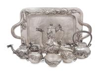 A Japanese Silver Seven-Piece Tea and Coffee Service