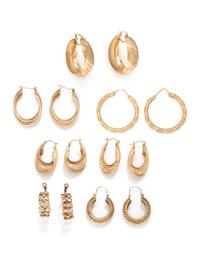 COLLECTION OF YELLOW GOLD HOOP EARRINGS