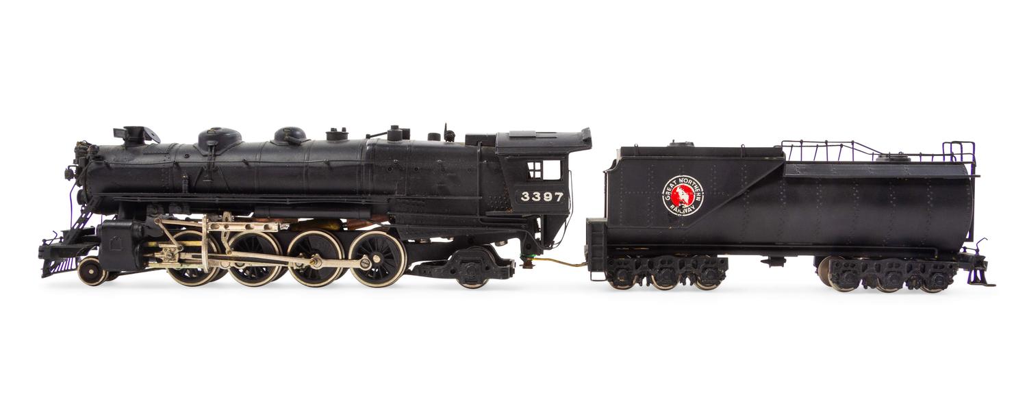 A Tenshodo Polychrome HO-Gauge Great Northern Railway 2-8-2 Locomotive and Tender