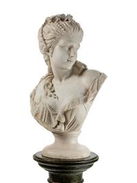 An Italian Carved Marble Bust of a Woman