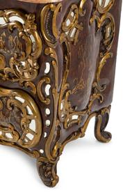A Venetian Mirror-Inset Painted and Parcel Gilt Faux Marble-Top Commode