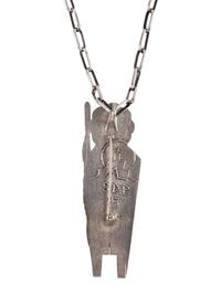 Tufa Cast Silver Figural Pendant, set with Jet and Turquoise