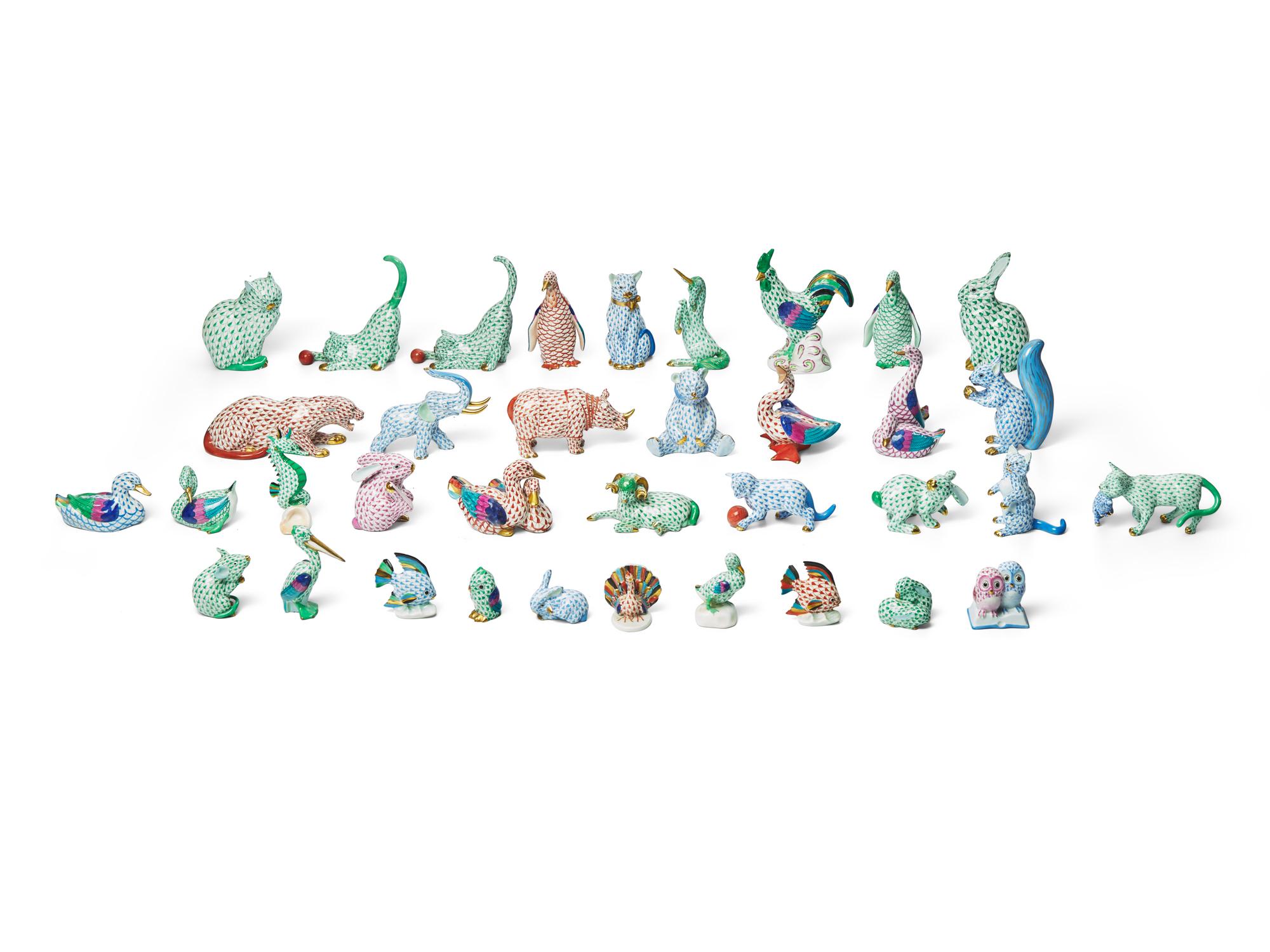 A Collection of Herend Porcelain Fishnet Animals