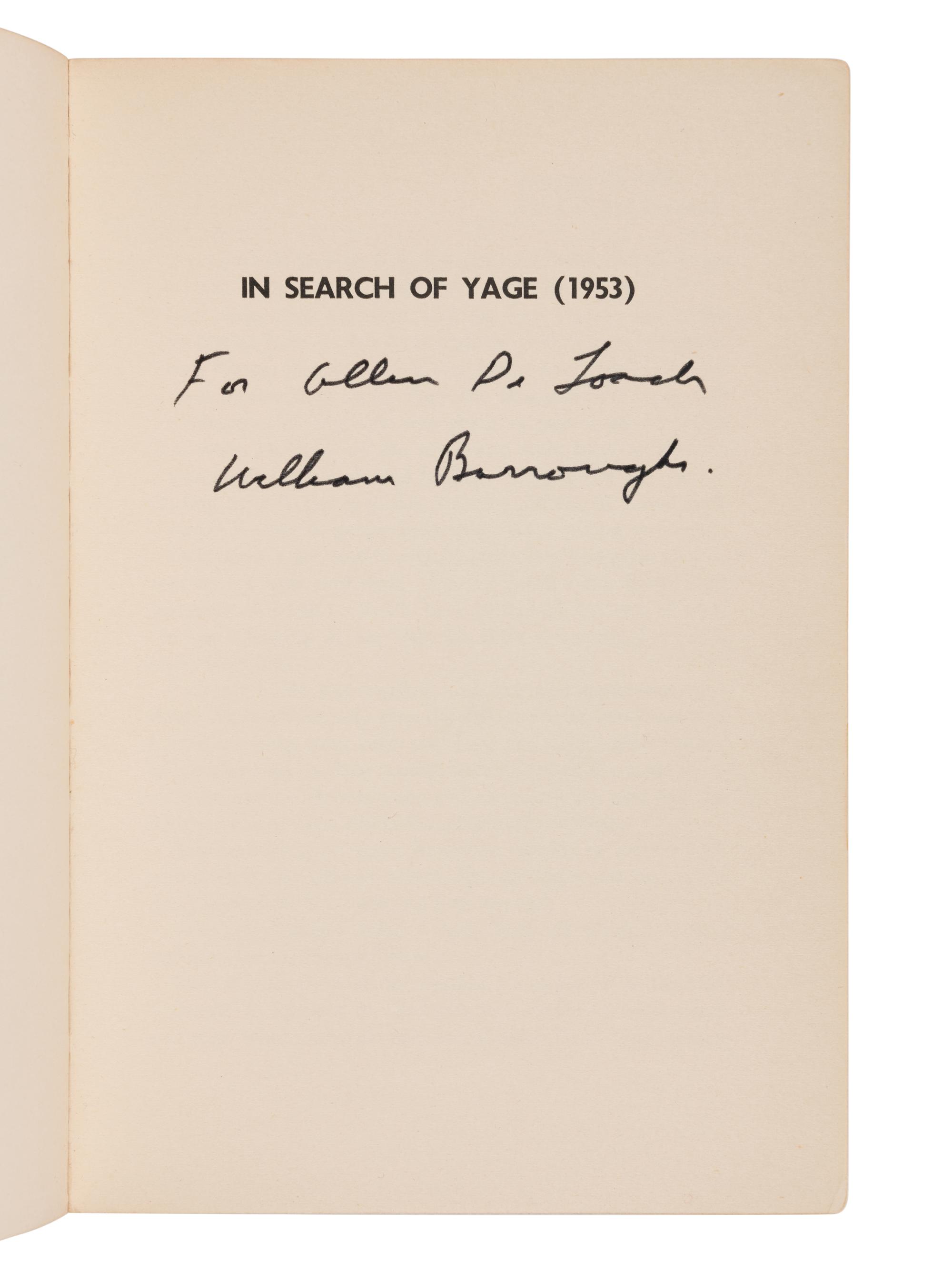 GINSBERG, Allen (1926-1997) and William BURROUGHS (1914-1997). The Yage Letters . San Francisco: City Lights Books, 1963.