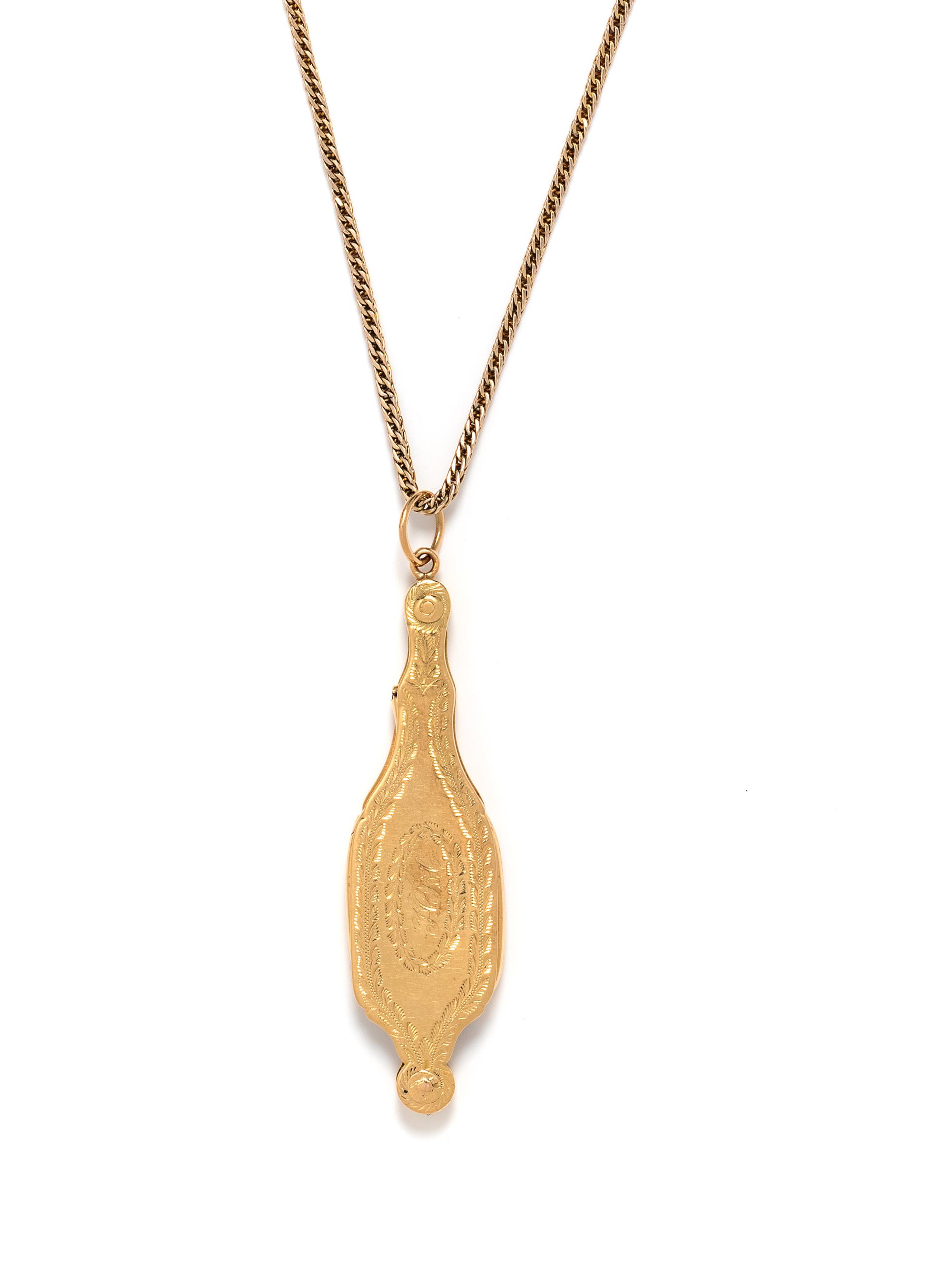 ANTIQUE, YELLOW GOLD LORGNETTE LONGCHAIN NECKLACE