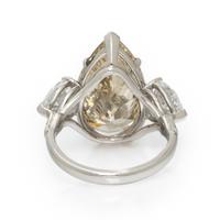 NATURAL FANCY BROWNISH YELLOW PEAR SHAPED DIAMOND AND DIAMOND RING