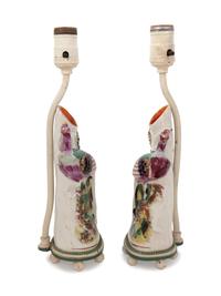 A Pair of Staffordshire Vases Mounted as Lamps