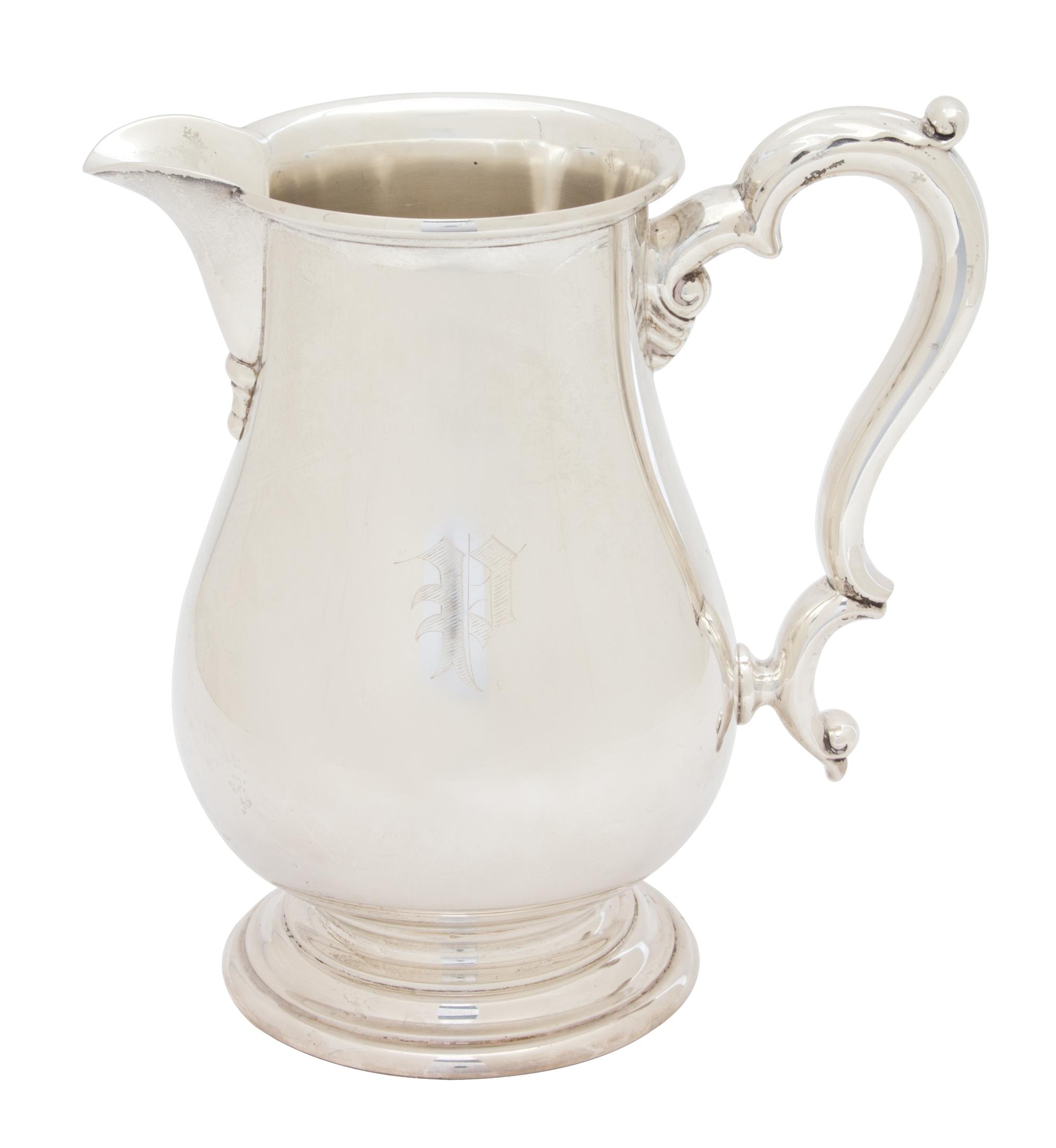 An American Silver Water Pitcher, International Silver Co., Meridan, CT, 20th Century, monogrammed P