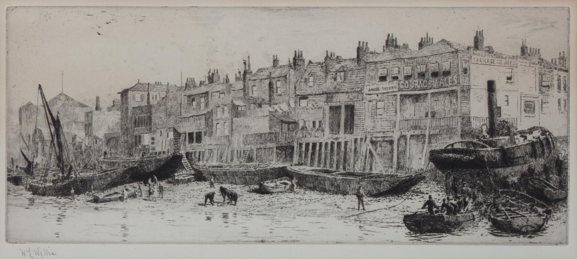 William Lionel Wyllie, (British, 1853-1931), Old Waterloo Bridge From The South Bank and Cherry Gardens, Rotherhithe (two works)