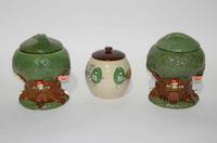 A Group of Three Haeger Pottery Cookie Jars Height of tallest 10 3/4 inches.