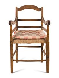 A Ladderback Oak and Rush Seat Armchair