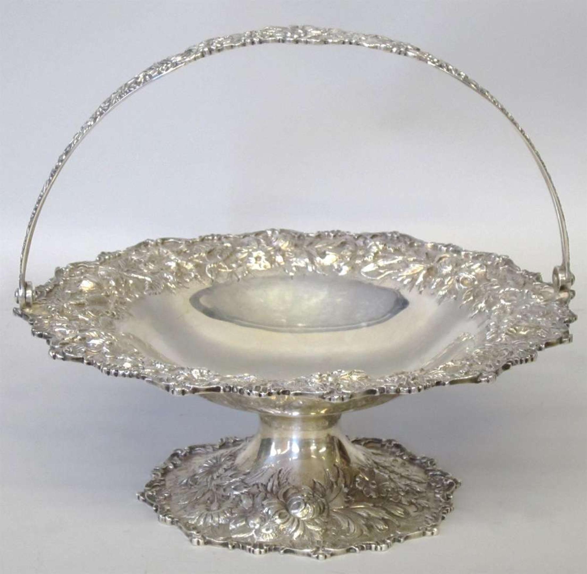Sterling silver repoussé basket s. kirk & son, baltimore, md, 20th century