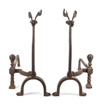 A Pair of Cast Iron Caribou Andirons