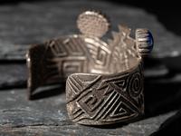 Tufa Cast Silver and Lapis Cuff Bracelet
