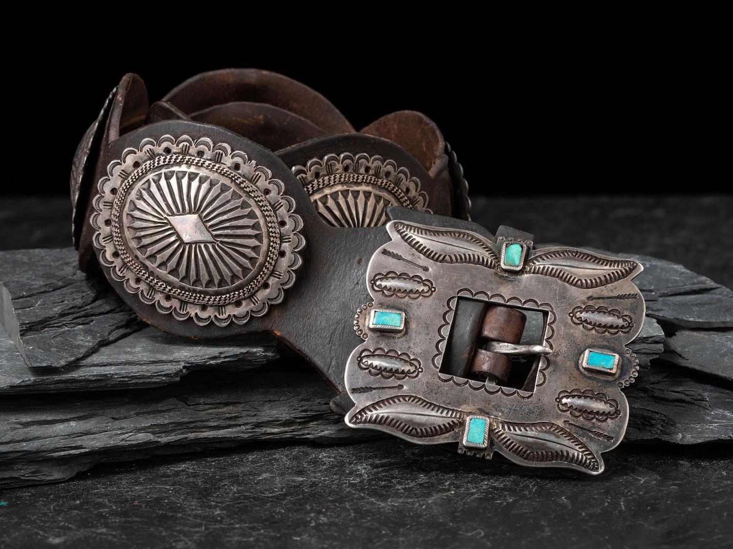Navajo Silver ane Turquoise Concha Belt