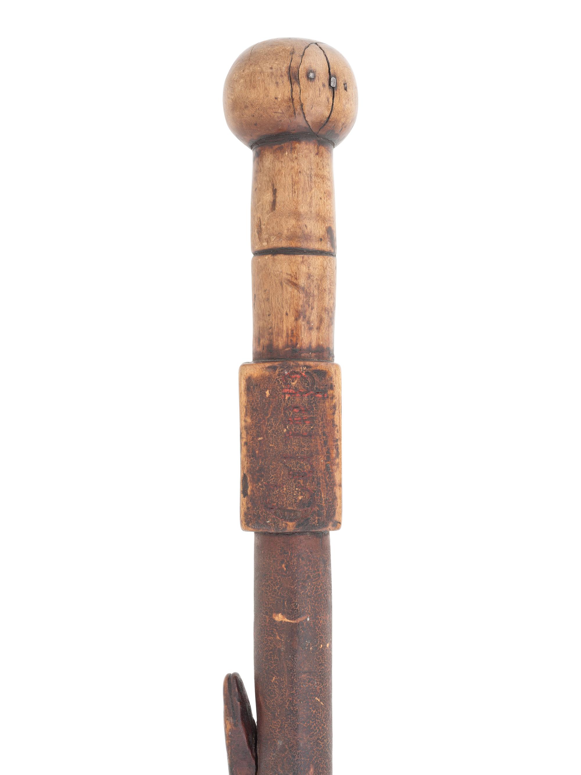 [CIVIL WAR]. Camp Chase, Ohio, folk art carved walking stick.