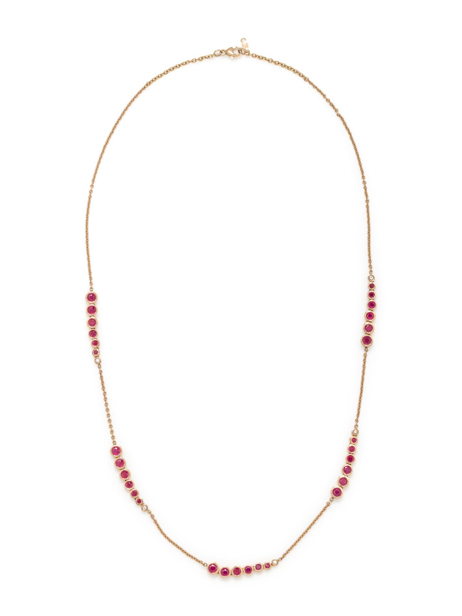 YELLOW GOLD, RUBY AND DIAMOND NECKLACE