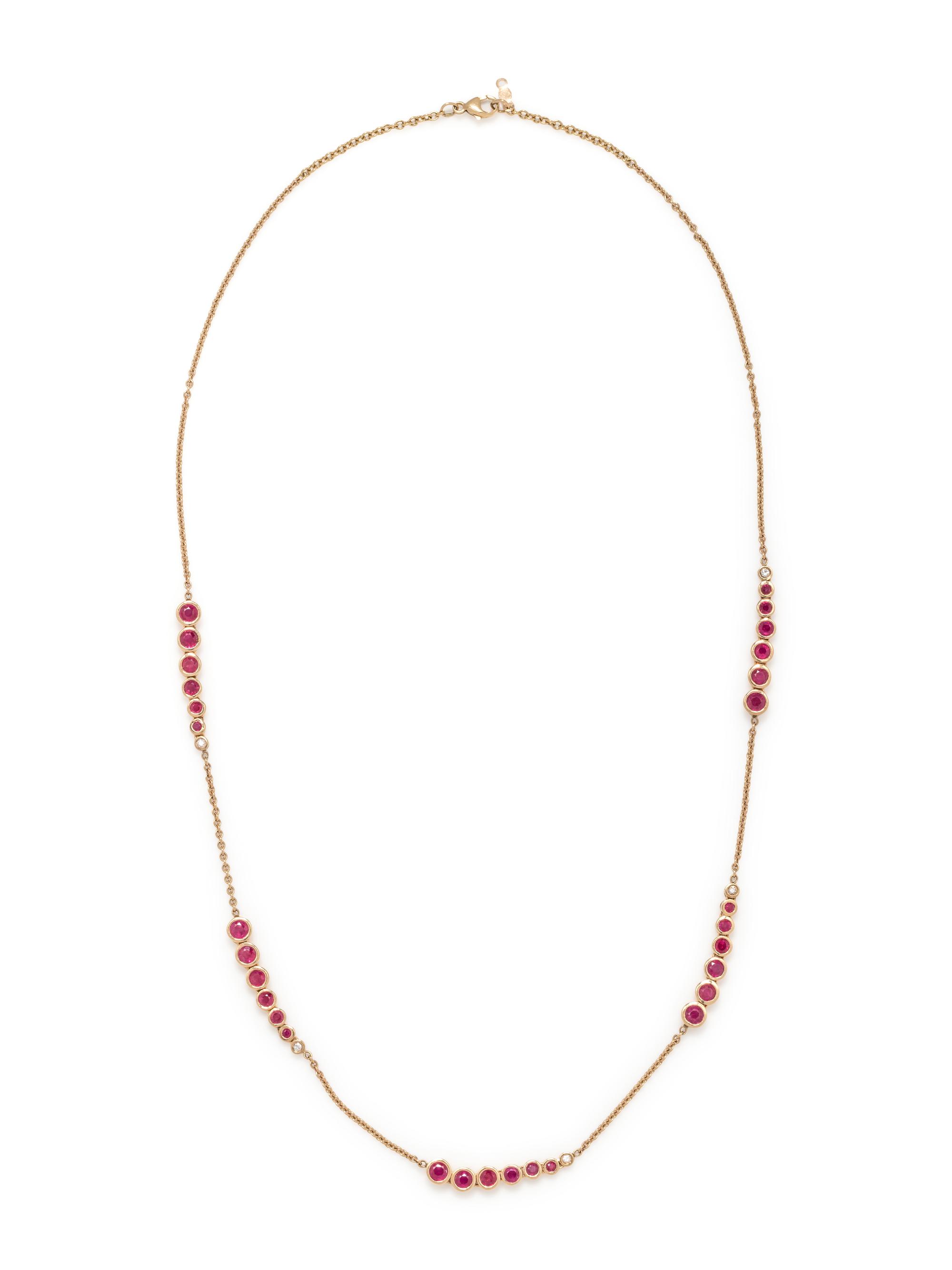 YELLOW GOLD, RUBY AND DIAMOND NECKLACE