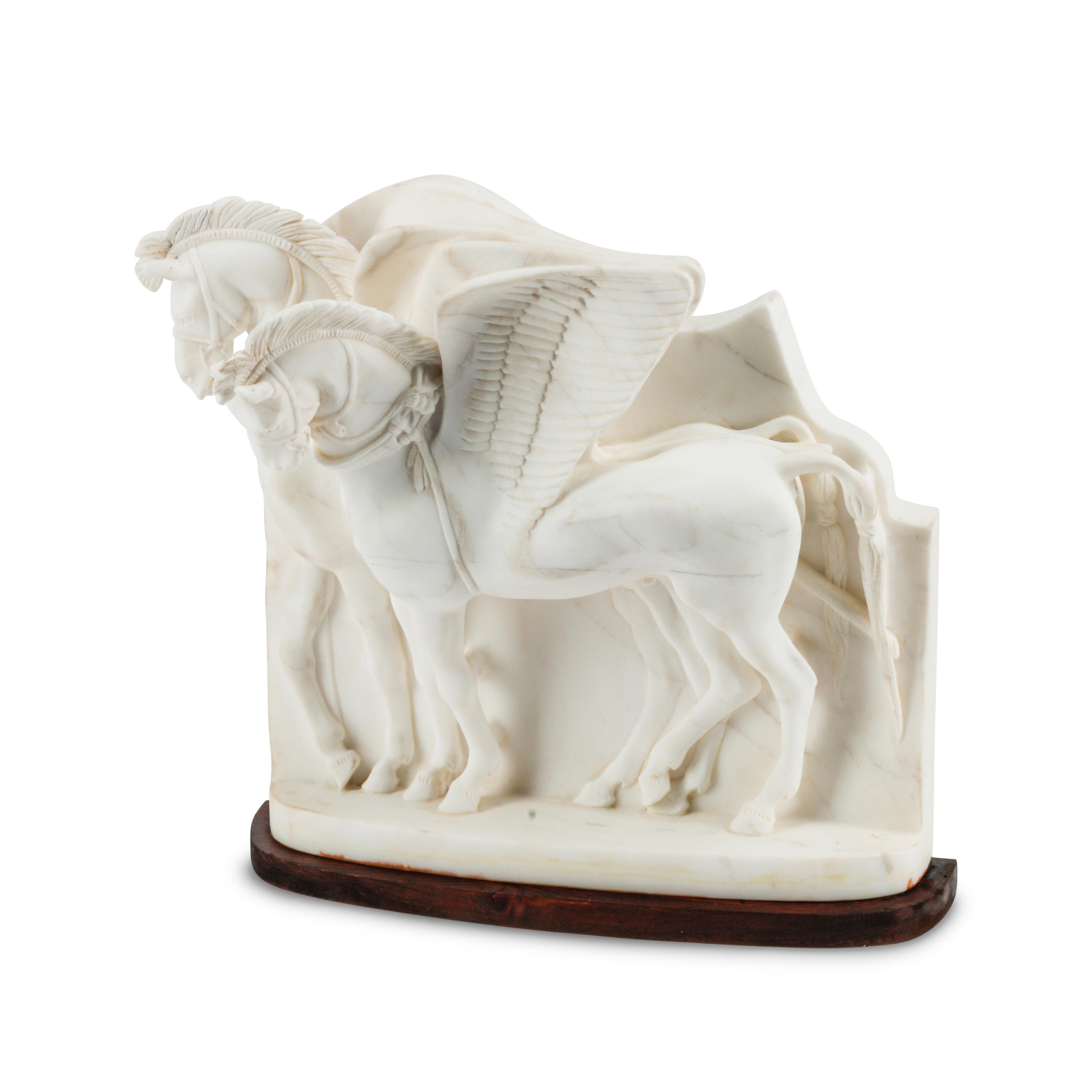 An Italian Carved Marble Horse Group