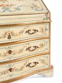 A Venetian Style Painted and Parcel-Gilt Slant-Front Bureau and Matching Hanging Vitrine