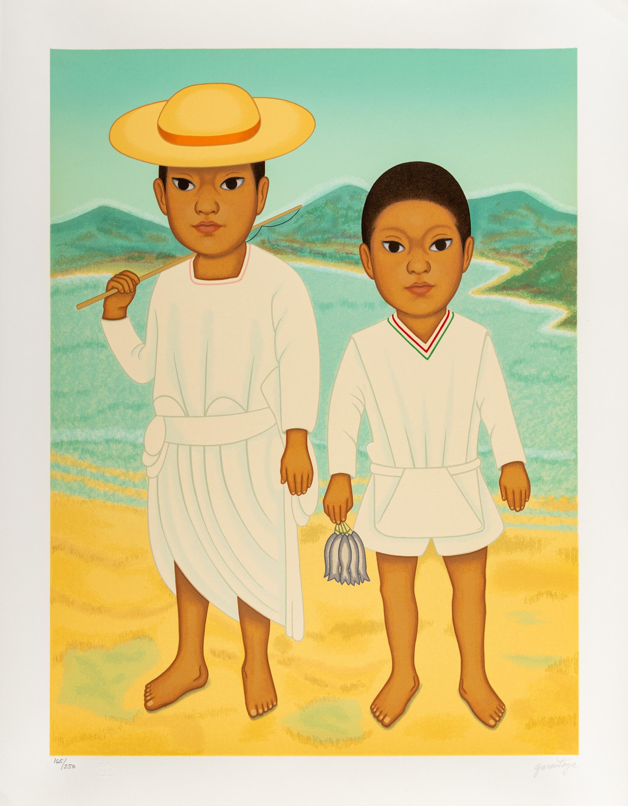 Mandolina and Pescadores (a pair of prints from the Niños Mexicanos series)