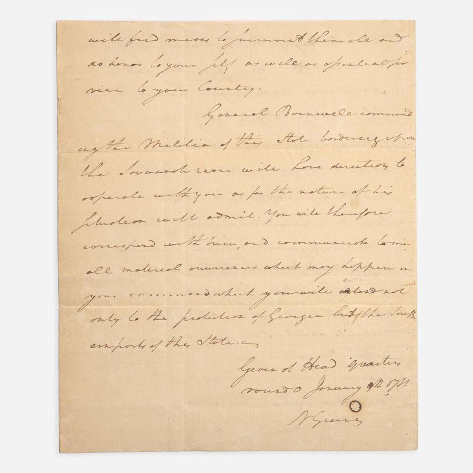 [American Revolution] Greene, Nathanael Autograph Draft Letter, signed
