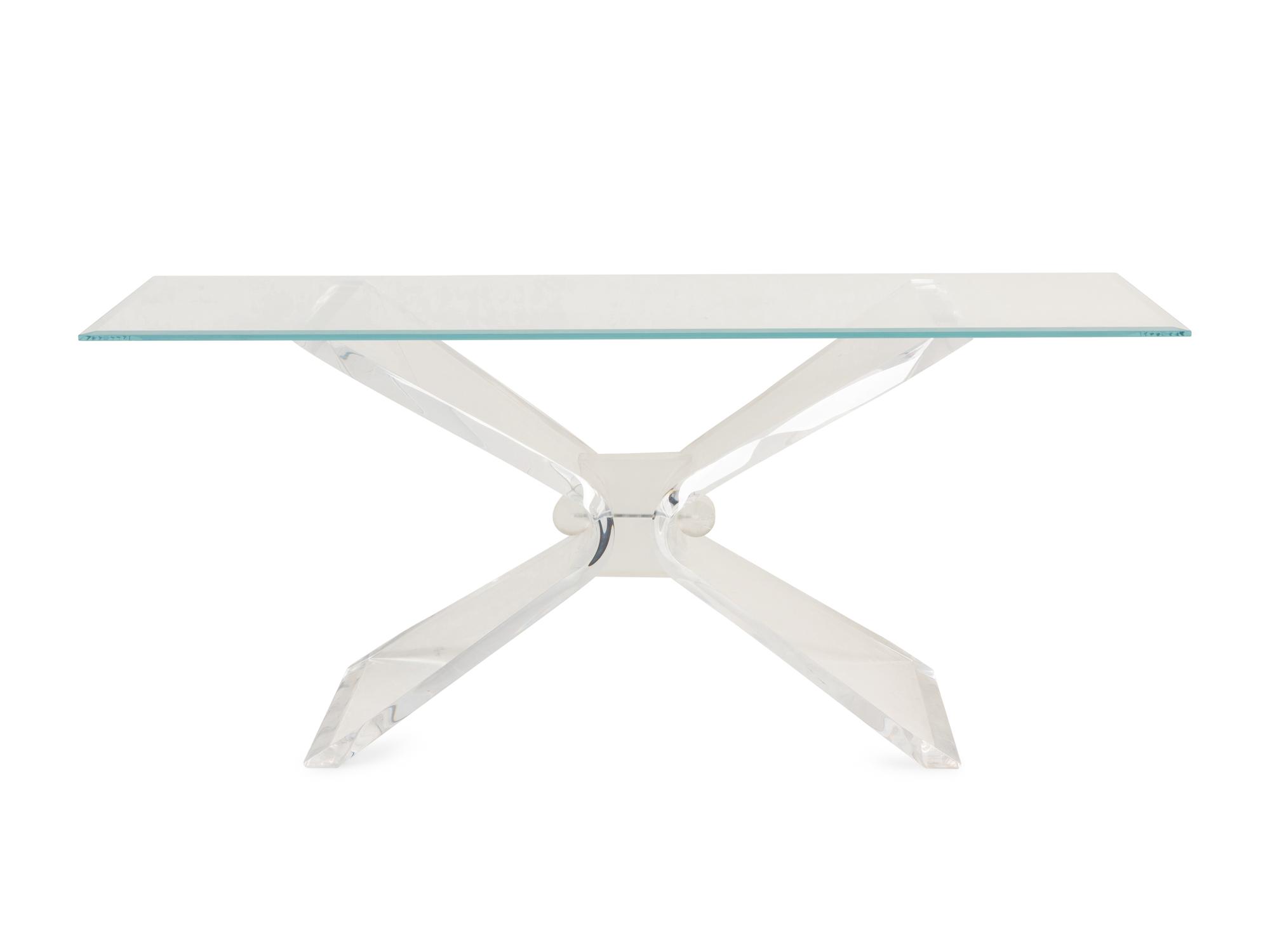 An Acrylic and Glass-Top Console Table