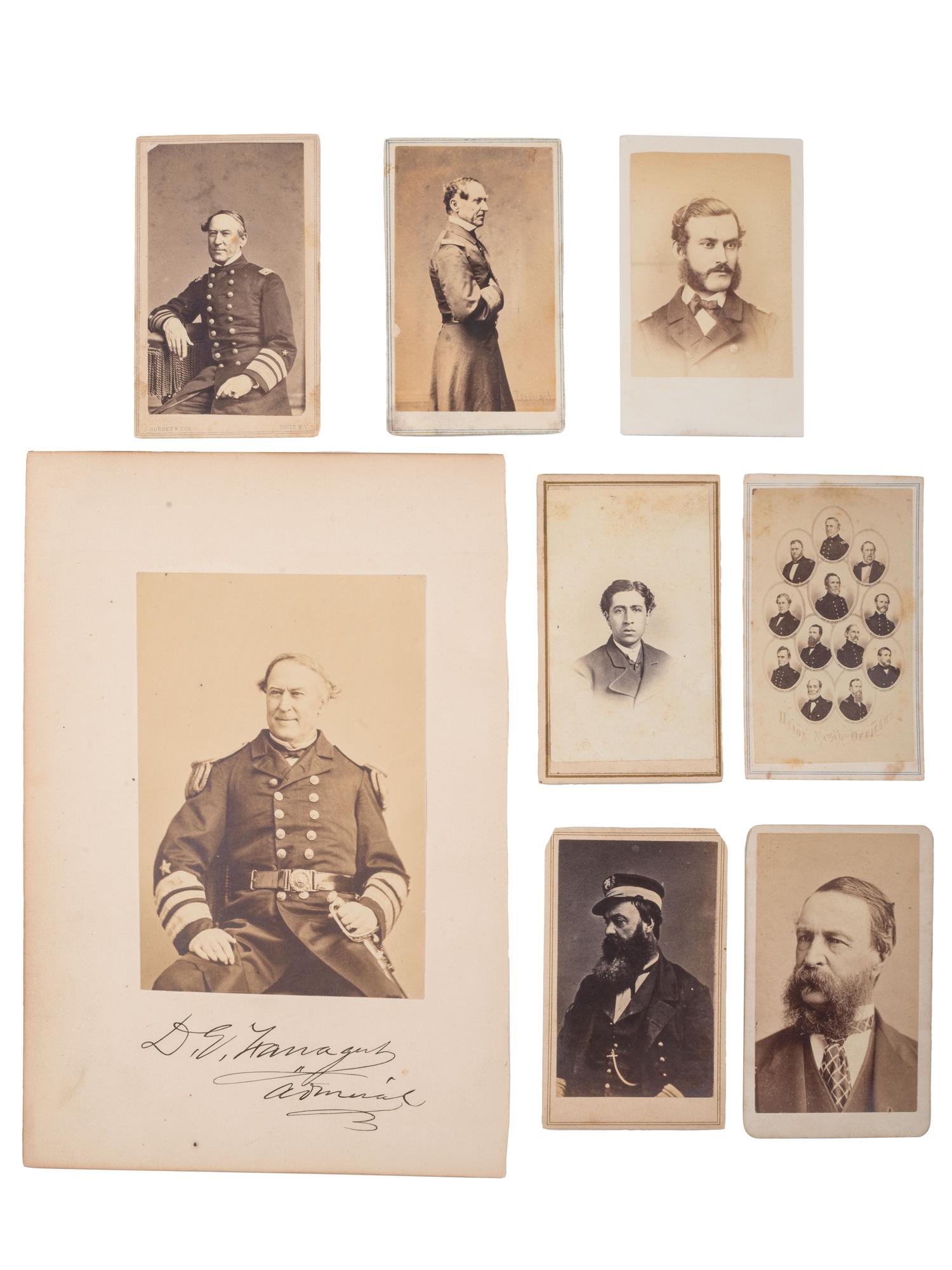 [CIVIL WAR]. A group of 8 photographs of Union Naval officers, incl. portraits of David G. Farragut and David D. Porter.