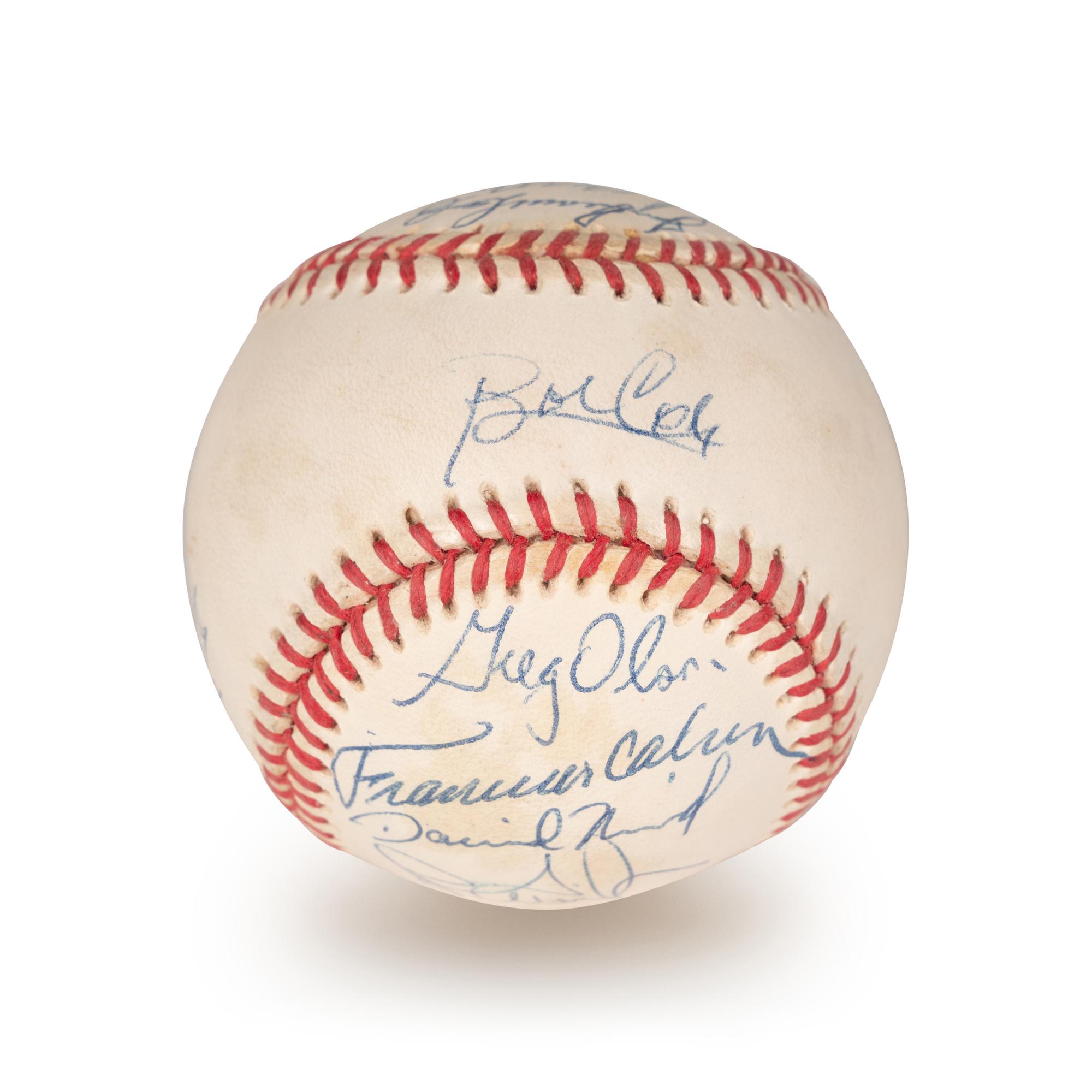 A 1992 Atlanta Braves National League Champions Team Signed Autograph Baseball With 17 Signatures (Beckett Authentication Services Letter BAS Certified),