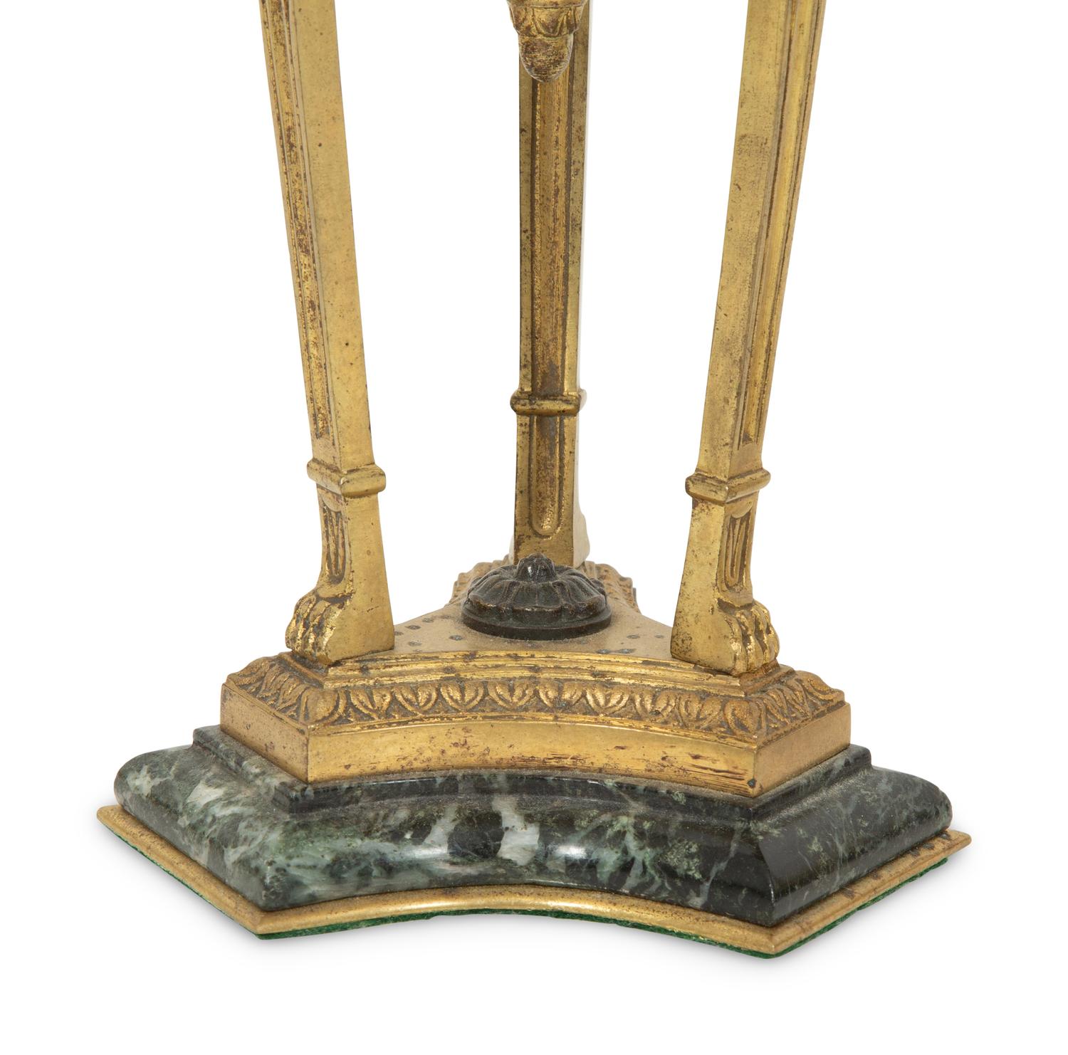 A Pair of French Gilt Bronze and Marble Cassolettes Mounted as Lamps