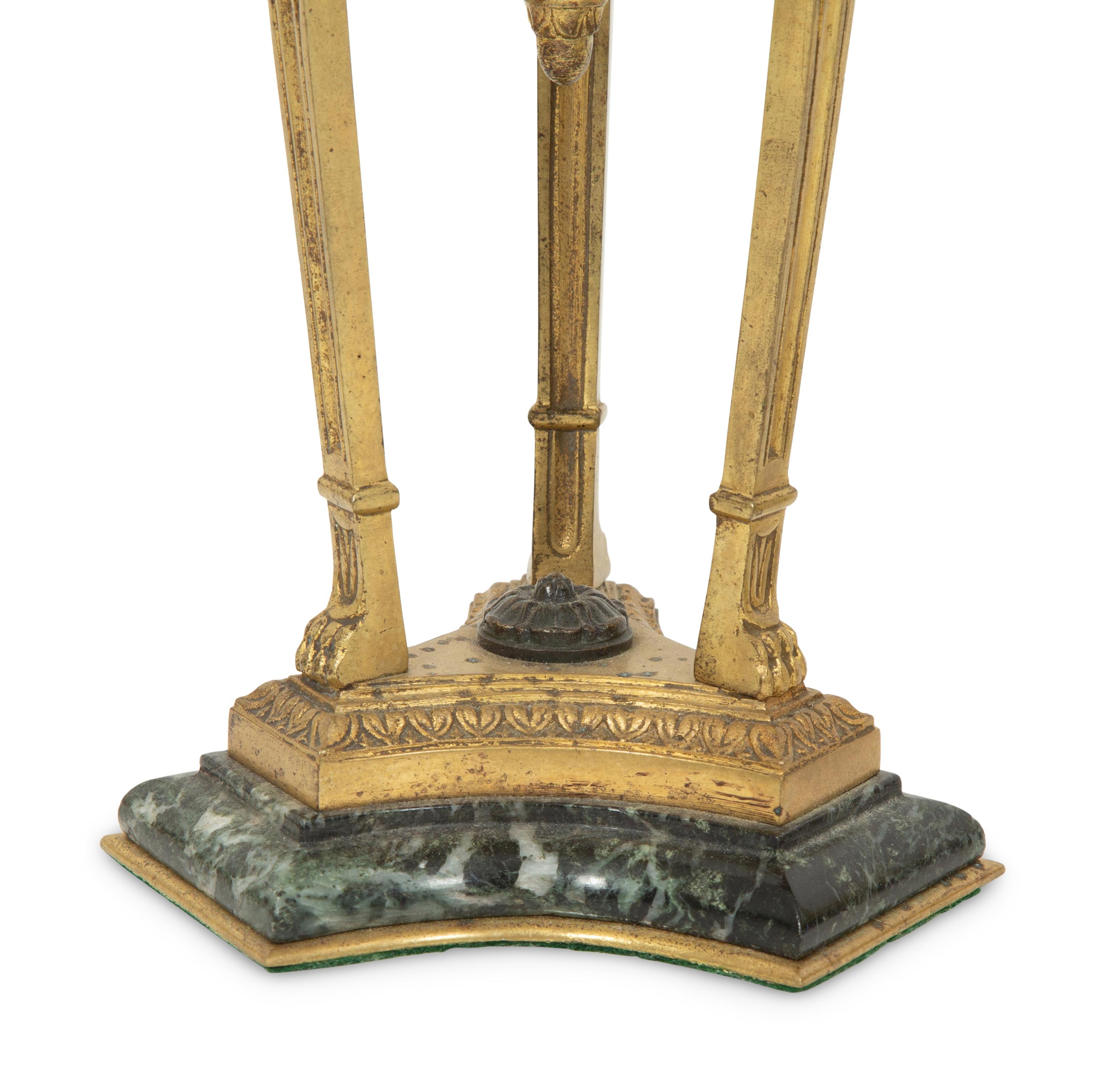 A Pair of French Gilt Bronze and Marble Cassolettes Mounted as Lamps