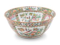 A Chinese Rose Medallion Porcelain Punch Bowl