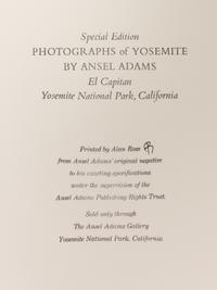 A pair of Special Edition photographs printed by Alan Ross ( Moon and Half Dome, Yosemite National Park, California , 1960; El Capitan, Yosemite , 1952)