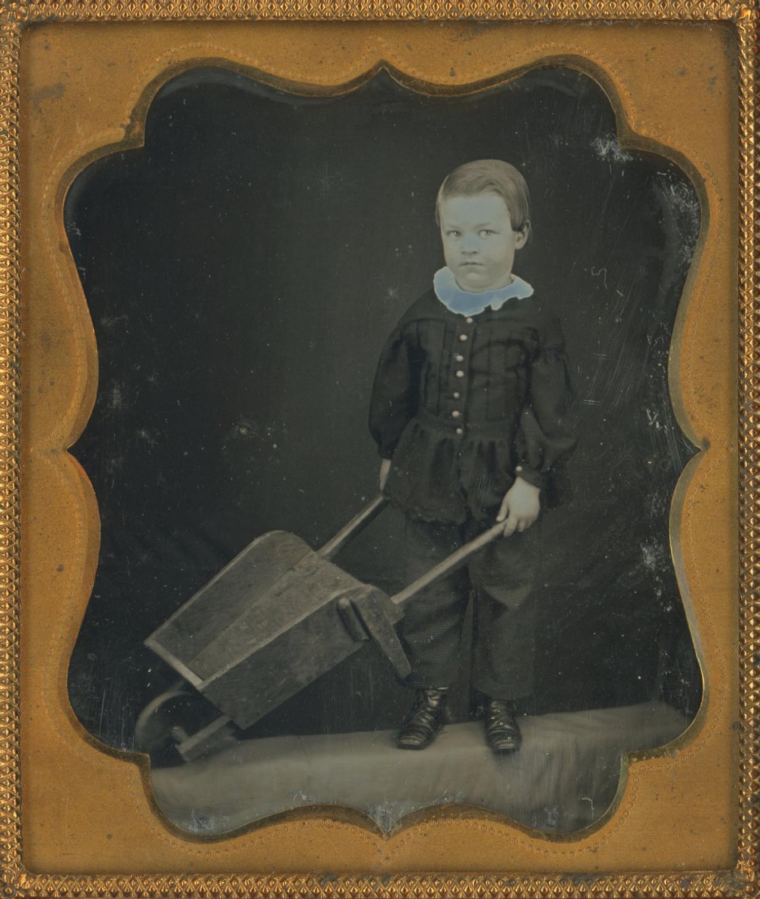 [Daguerreotype] Boy with Wheelbarrow