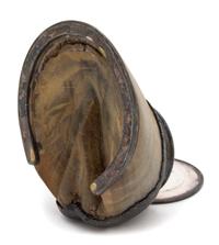 A Silver Plate Mounted Horse Hoof Ink Well Height 3 1/4 inches.