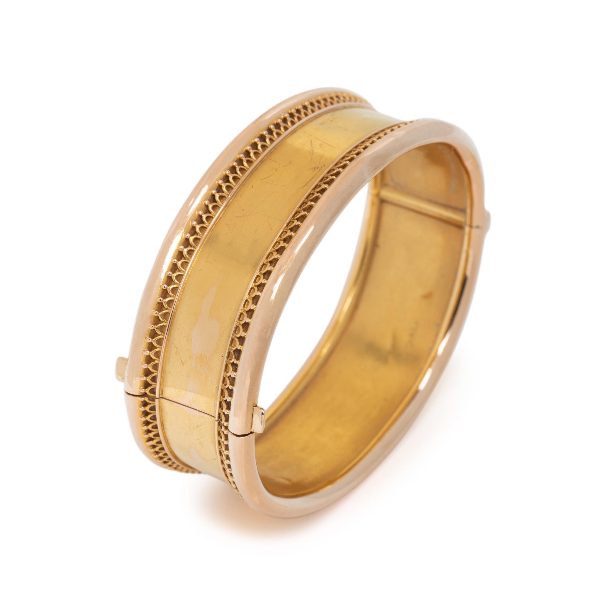 ANTIQUE, BICOLOR GOLD BANGLE BRACELET