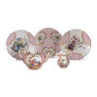 Continental Porcelain Luncheon Plates and Tea Service Including Meissen