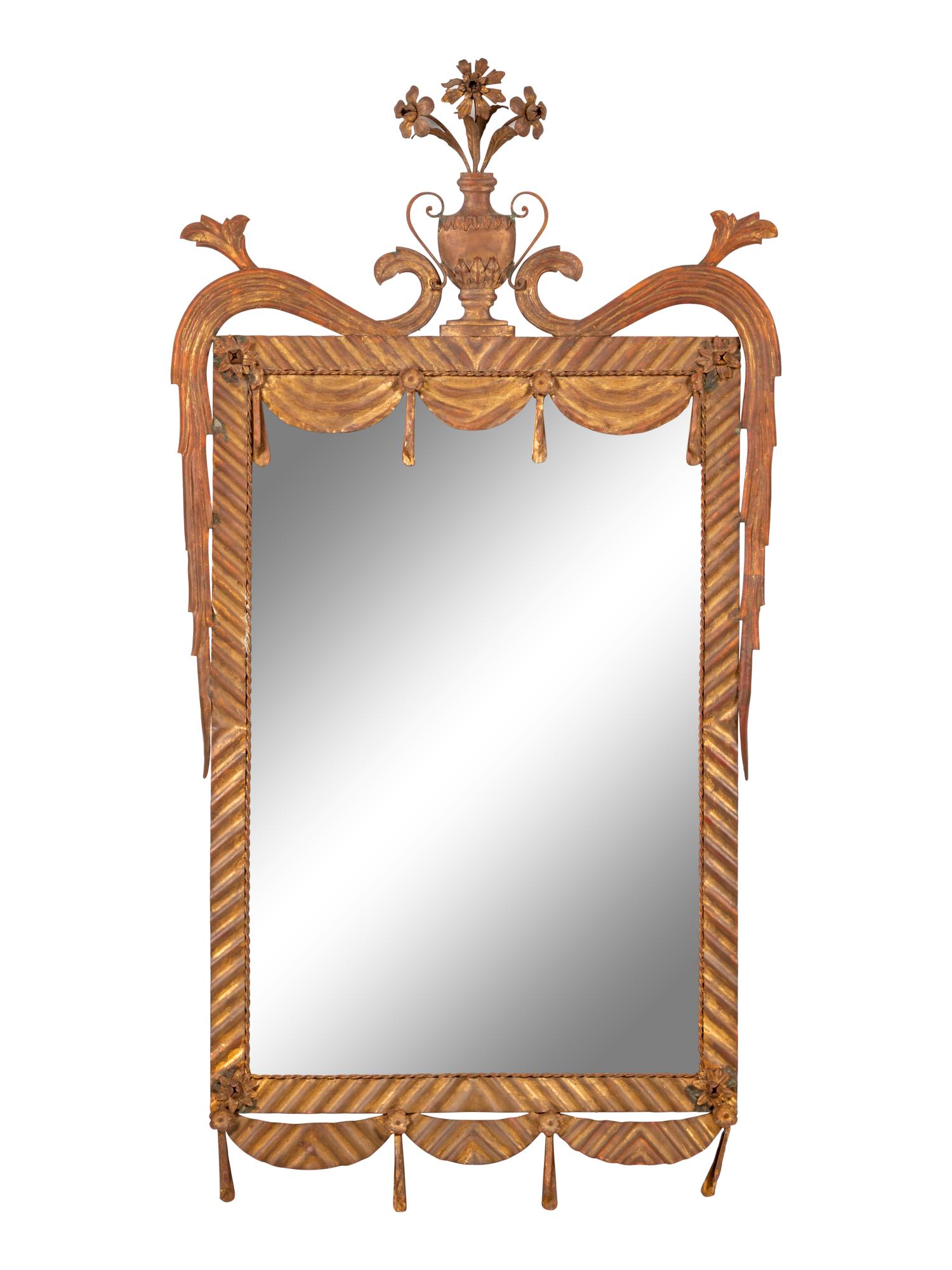 An Italian Neoclassical Style Brass Mirror