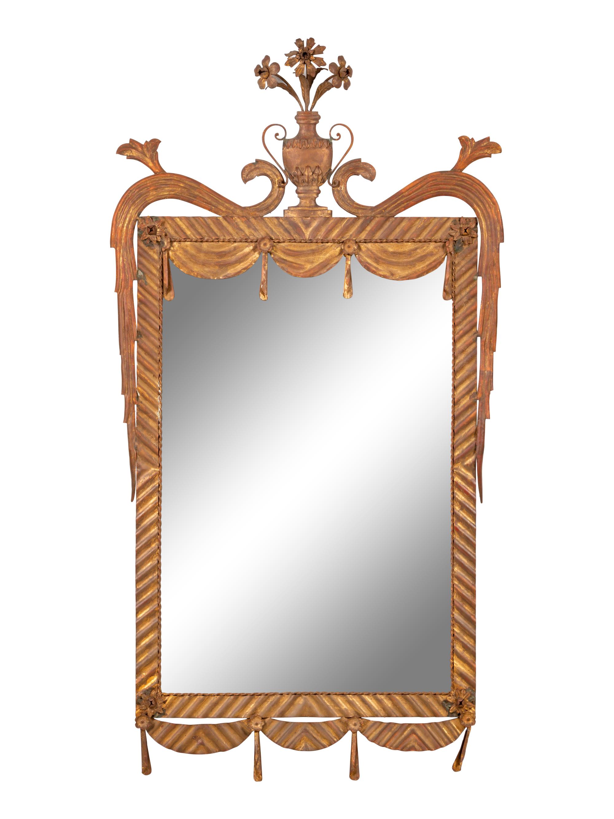 An Italian Neoclassical Style Brass Mirror