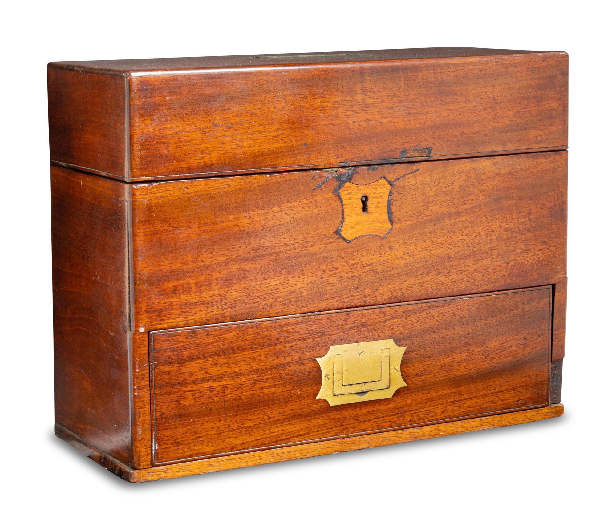 An English Mahogany-Cased Bottle Caddy or Apothecary Chest