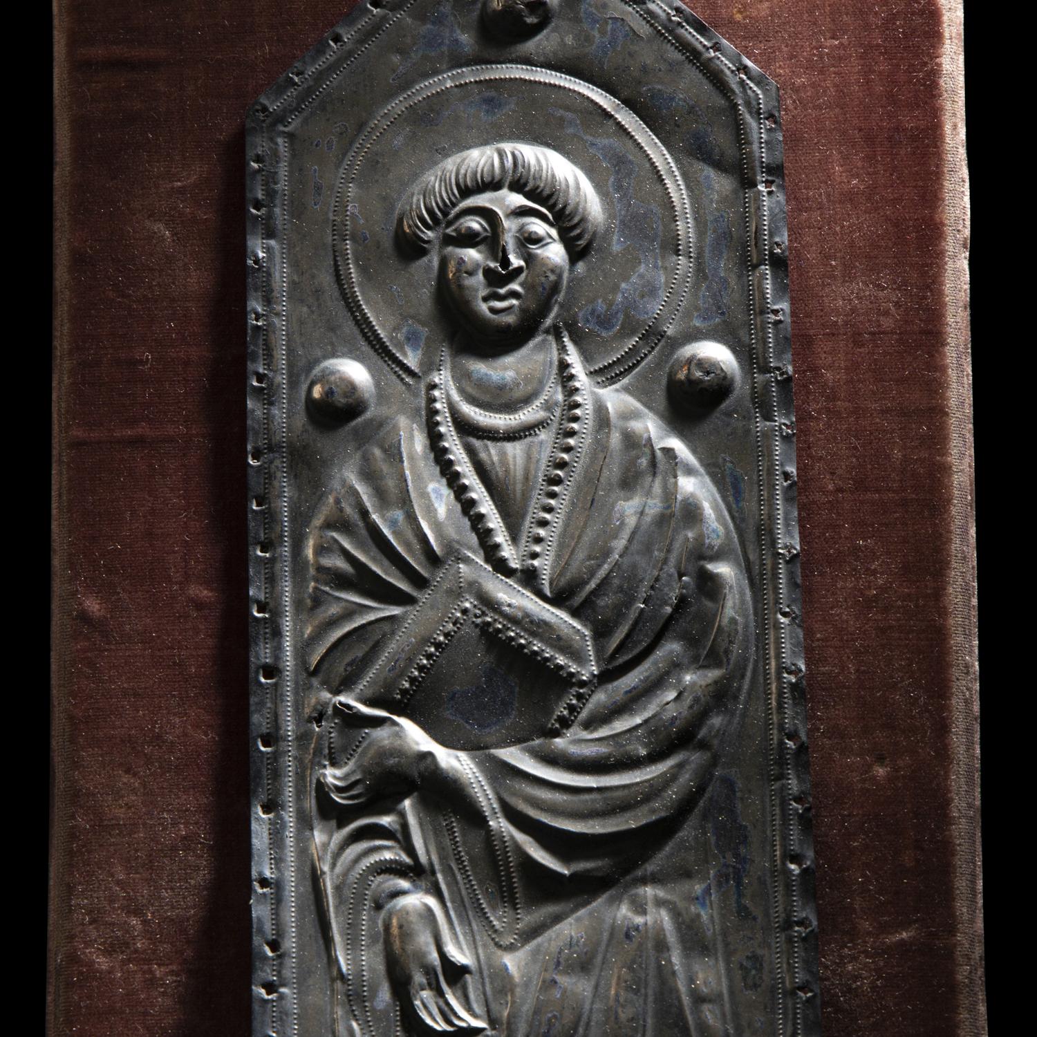 A Medieval Silver Repoussé Plaque with St. Vitalis of Gaza
