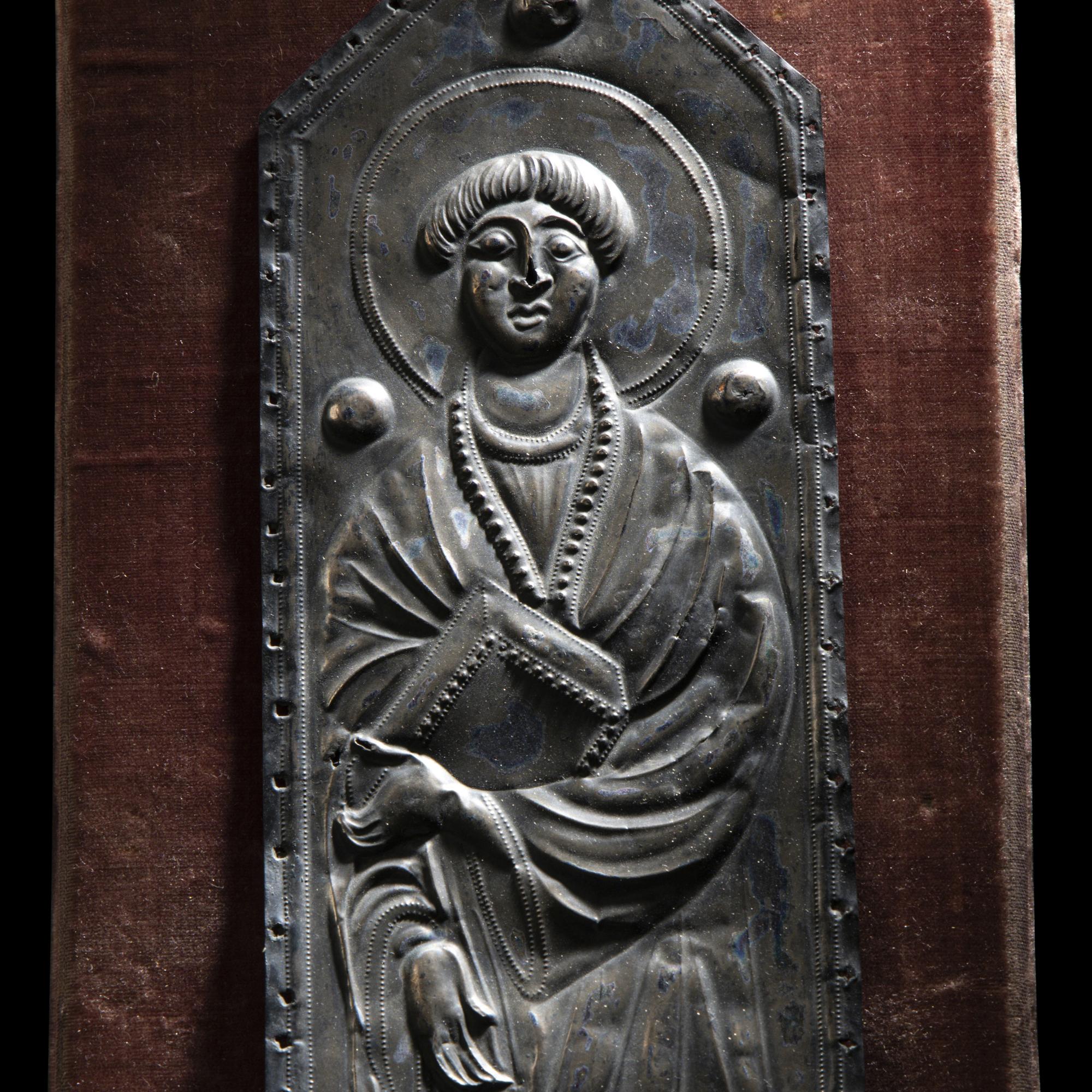 A Medieval Silver Repoussé Plaque with St. Vitalis of Gaza